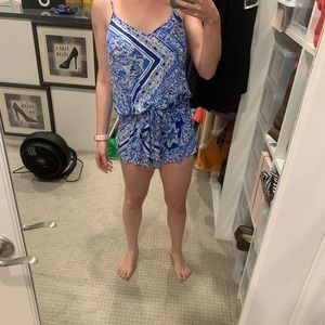 Lilly Pulitzer Deanna Romper in Blue and White